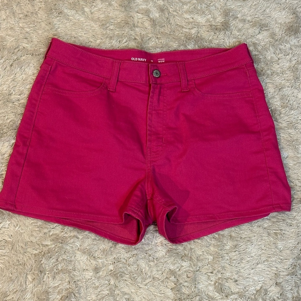 Old Navy Women's Hot Pink High Rise Wow Denim Shorts - Size 10